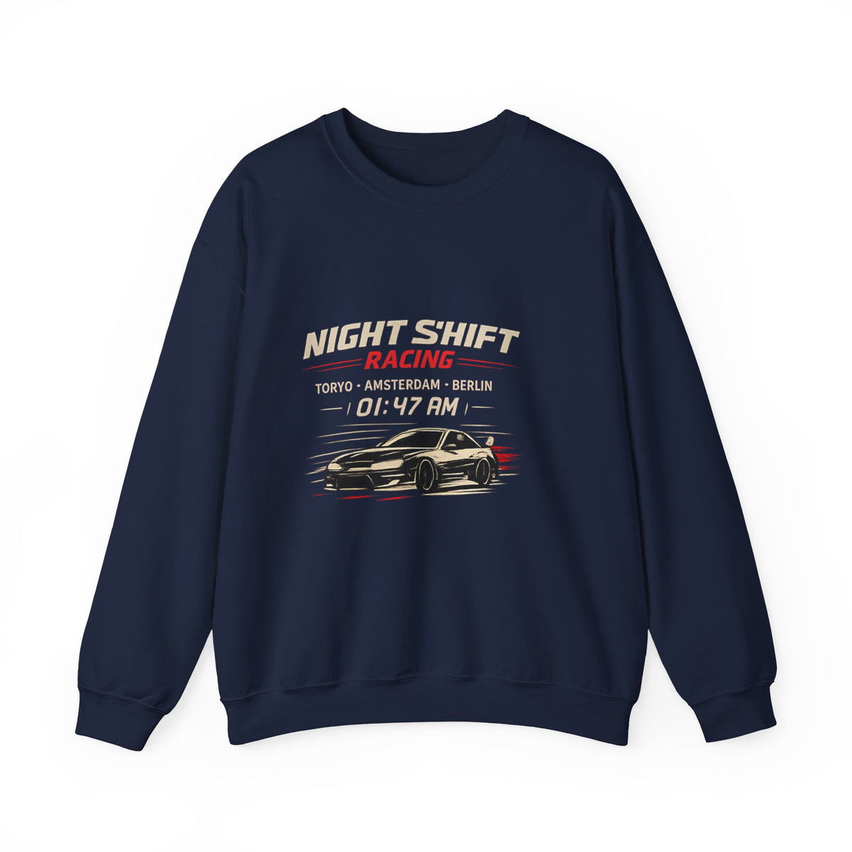 Night Shift Racing Crewneck Sweatshirt — Vintage Car Graphic