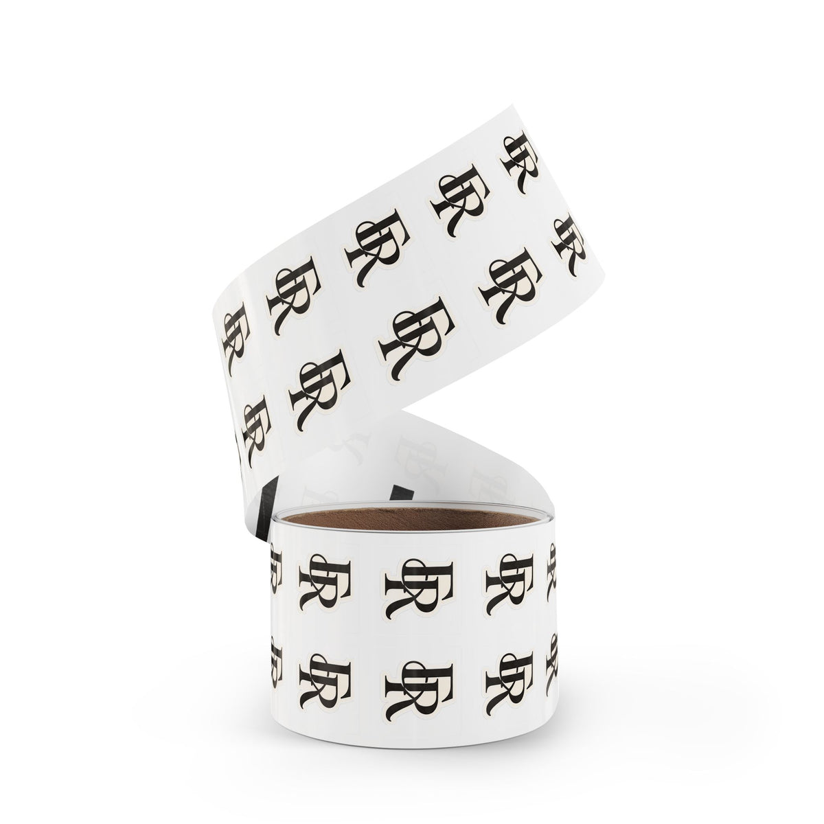 Monogram Square Sticker Rolls — Custom FR Logo Label Stickers (Sheet/ Roll)