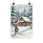 Winter Poster — Snowy Mailbox with Cardinal Matte Vertical Print