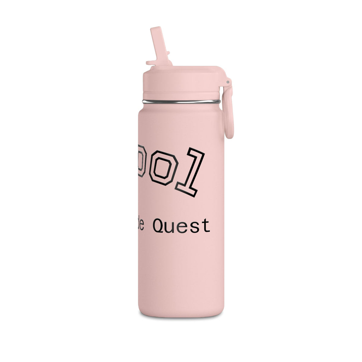 20oz Pink 'School is My Side Quest' Mini Water Bottle - Straw Top, Cute Student Hydration Bottle